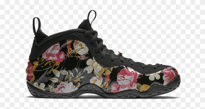Nike Air Foamposite One Floral Cny Black Gold Valentines - Flower Foamposites Clipart