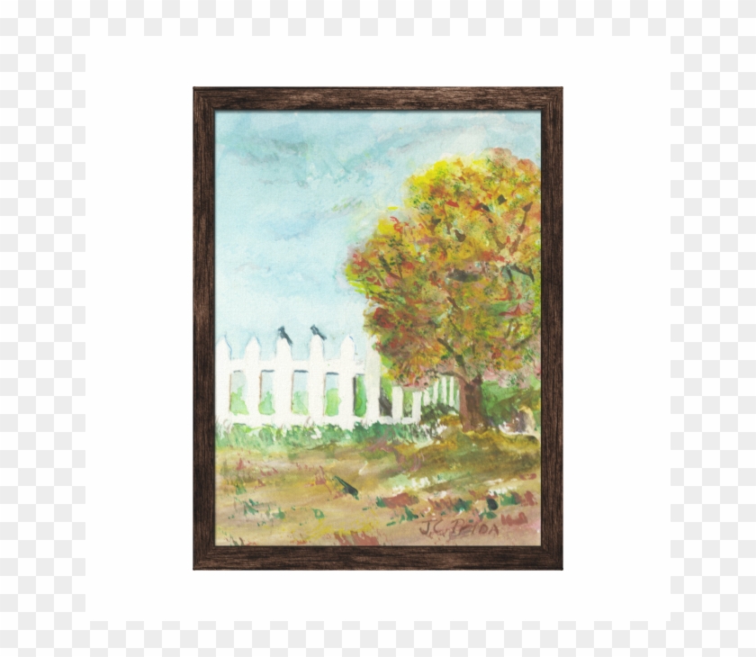 Autumn Tree With Birds Watercolor Print On Canvas Stretched - Canvas Print Clipart