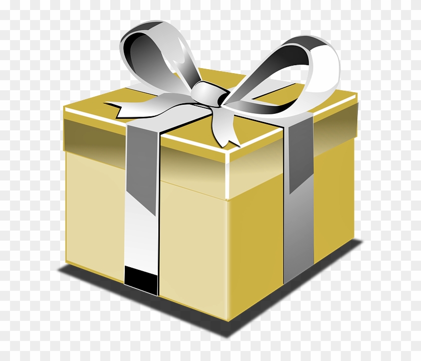 Caixa De Presente Png - Black And Gold Gift Box Png Clipart