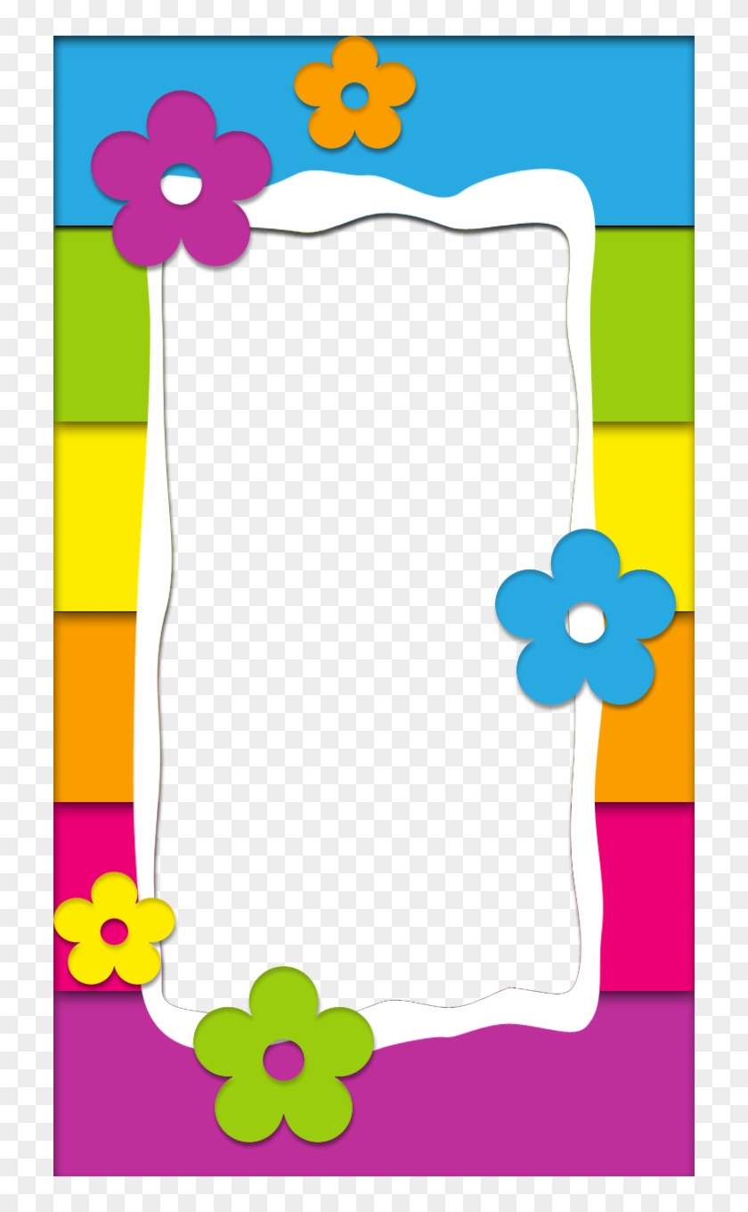 Pretty Multicolour Flower Frame - Multicolour Frames Clipart