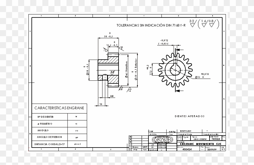 Engrane Diente Recto Involute Wheel - Technical Drawing Clipart #4614478