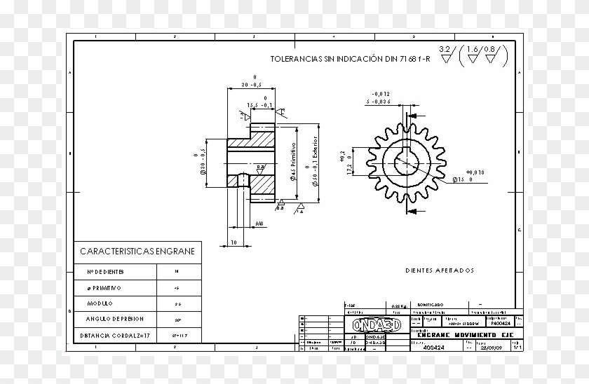 Engrane Diente Recto Involute Wheel - Technical Drawing Clipart