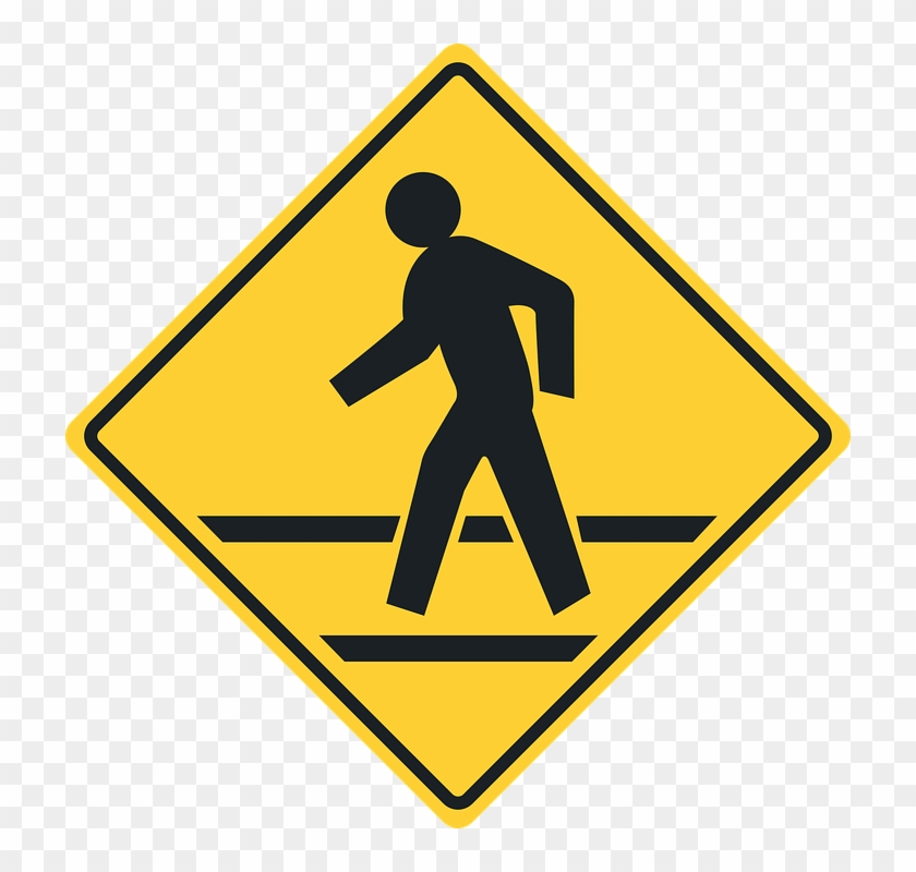 Railroad Tracks Clipart Crosswalk Sign - Pedestrian Crossing Sign - Png Download #4615466