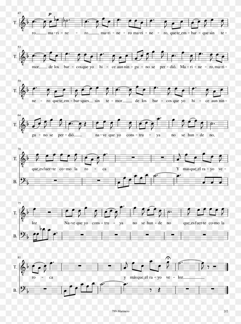 Marinero Sheet Music Composed By Nº - Saints Go Marching In Trombone Sheet Music Clipart #4615783