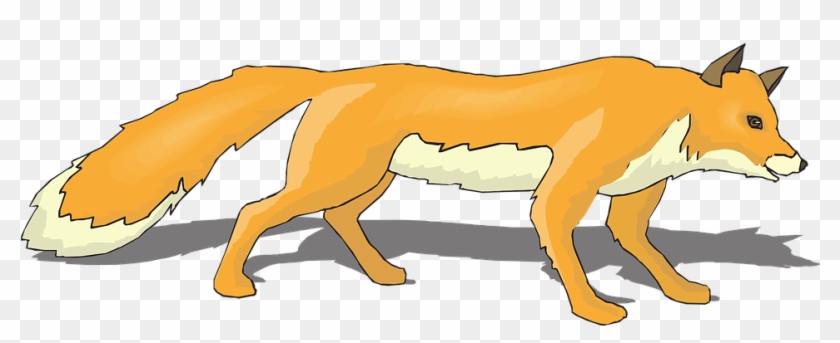 White Shadow Orange Fox Walking Tail Fur - Gambar Kartun Rubah Dan Gagak Clipart