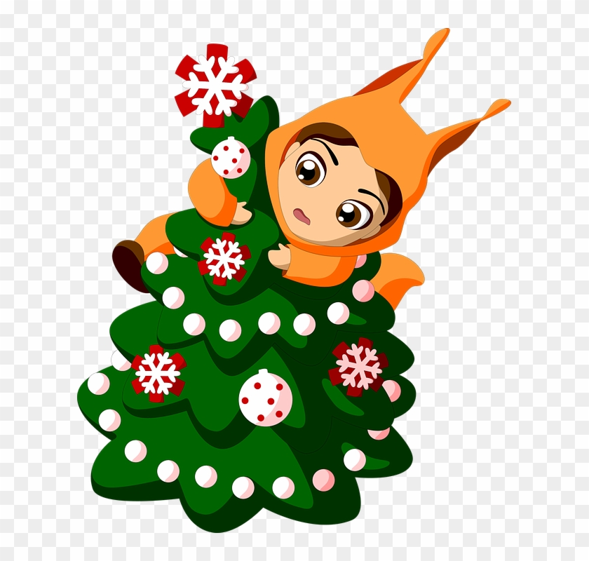 Christmas Tree, Carnival Costume, Squirrel, Baby - Cartoon Clipart