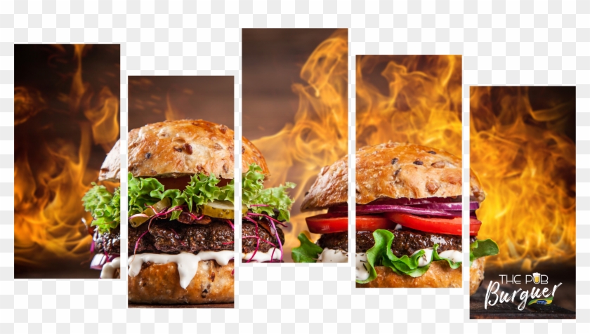 Canvashamburguer - Burger Fire Clipart #4617300