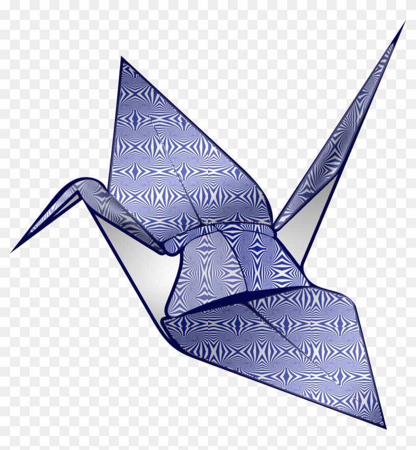 Origami,blue,op Art,crane,free Pictures, Free Photos, - Drawing Clipart