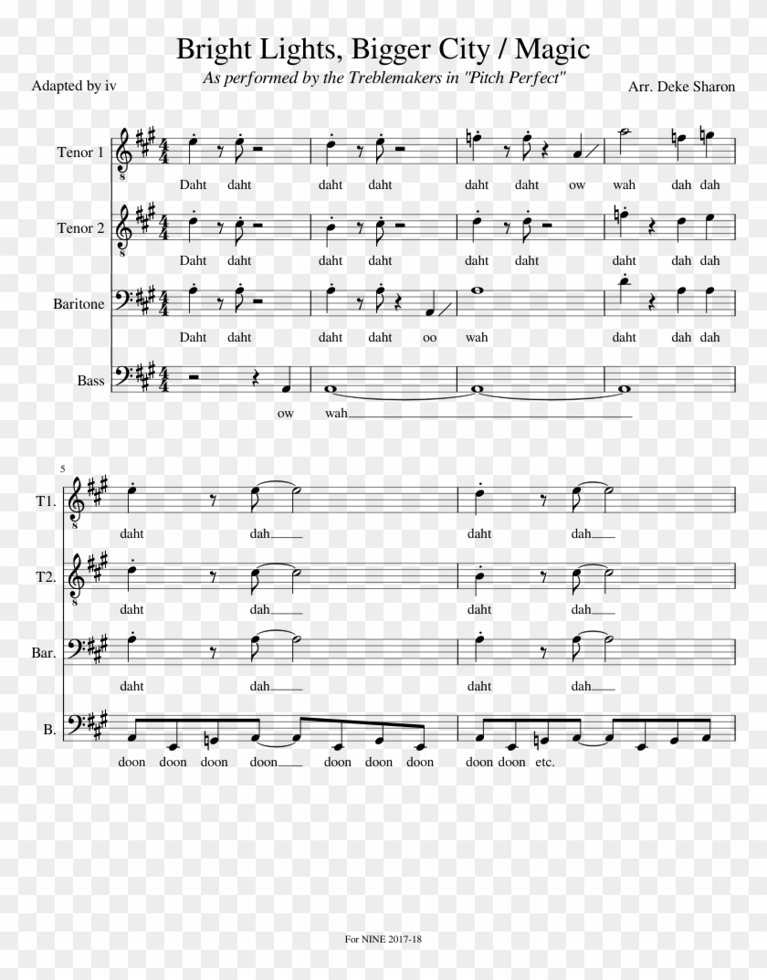 Bright Lights, Bigger City / Magic - Sheet Music Clipart