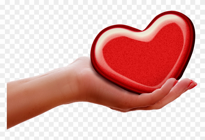 Hand Heart Give Reach Keep Indulge Red - Coração Na Mão Png Clipart