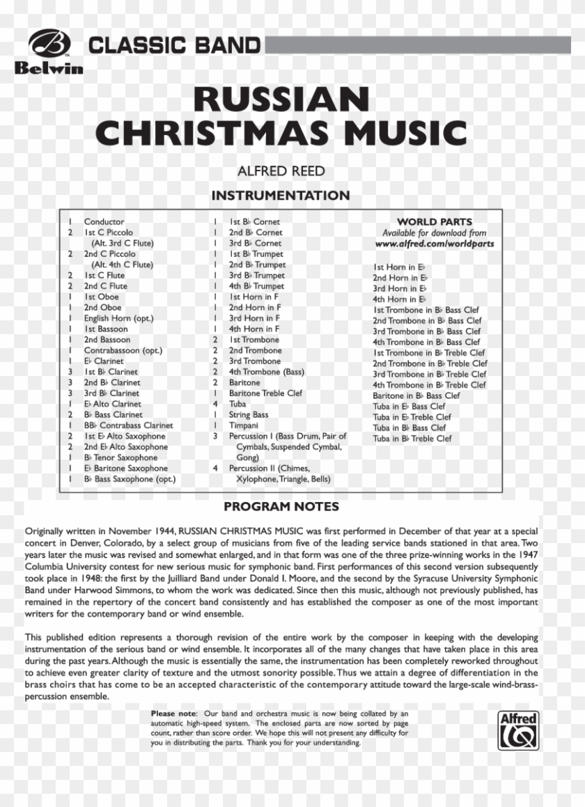 Click To Expand Russian Christmas Music Thumbnail - Black Horse Troop Sheet Music Clipart #4618624