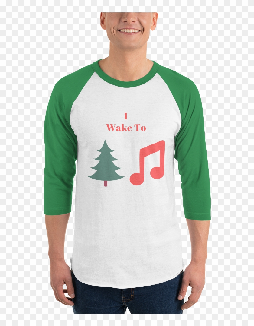 I Wake To Christmas Music 3/4 Sleeve Raglan Shirt - Solaire Shirt Clipart
