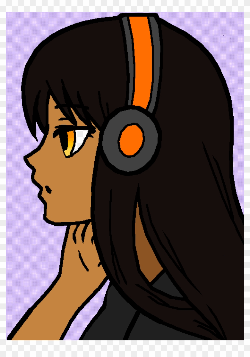 Girl Listening To Music - Drawing Clipart #4618906