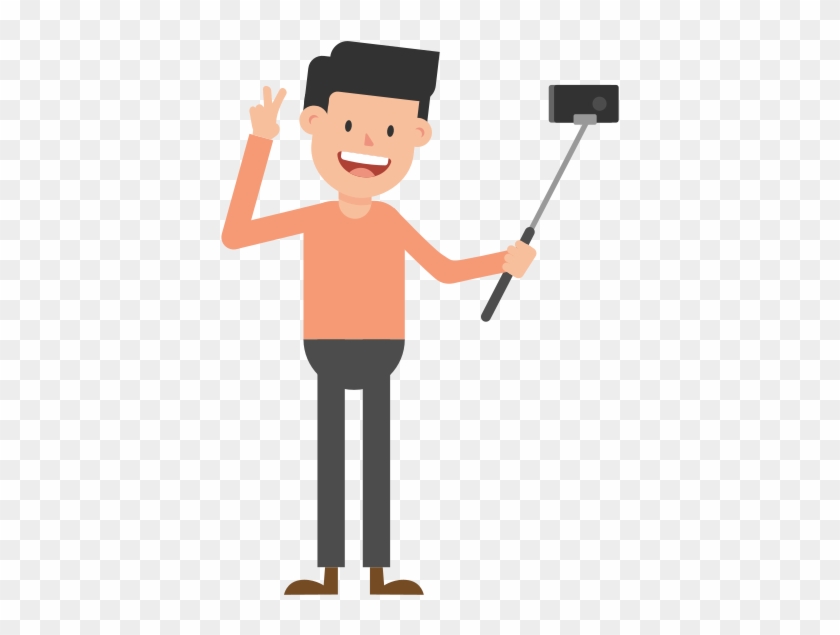 Man Taking A Selfie Cartoon Vector - Taking A Picture Gif Png Clipart #4619001
