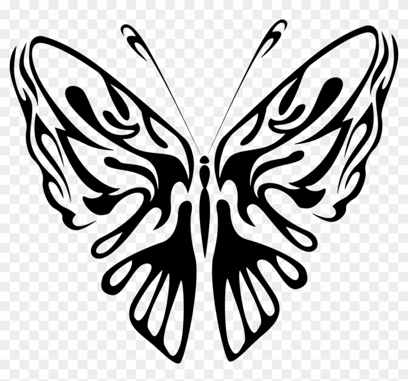 Black And White Butterflies Line Drawings Clipart #4620018