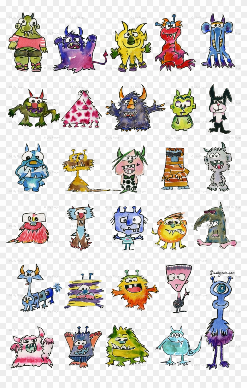 Cute & Funny Cartoon Monsters Clipart #4620293