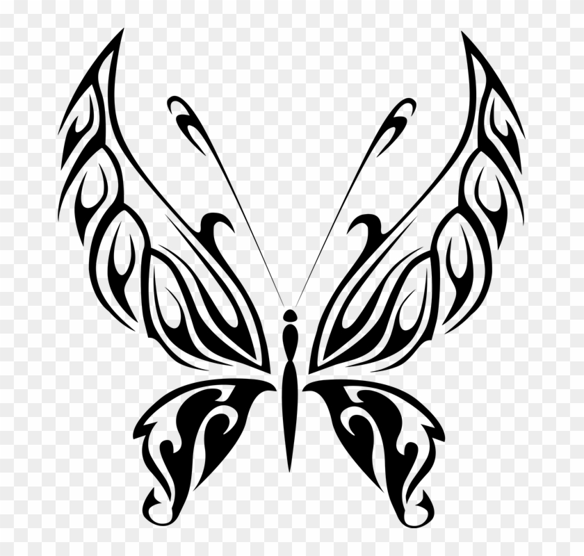 Abstract Animal Black Butterfly Fly Insect - Butterfly Line Art Png Clipart #4620314