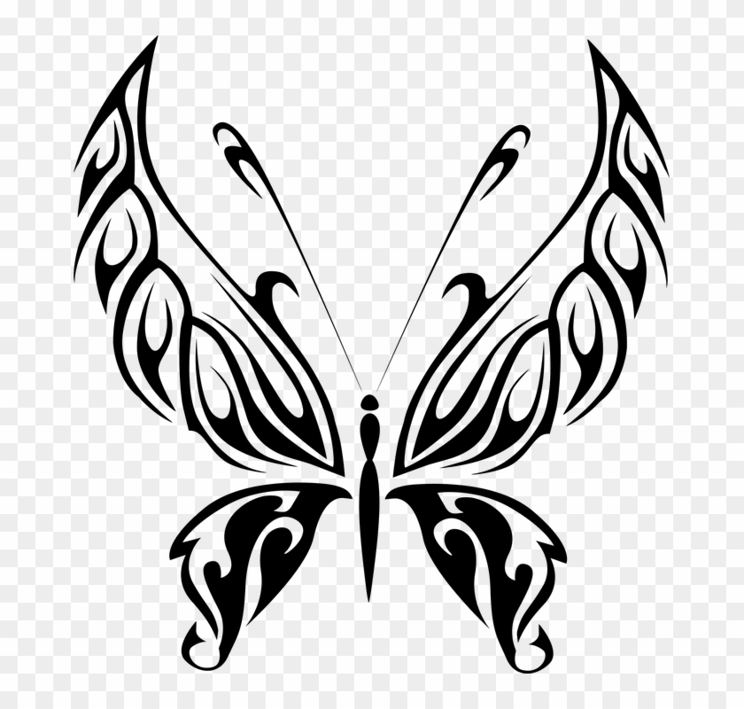 Abstract Animal Black Butterfly Fly Insect - Butterfly Line Art Png Clipart