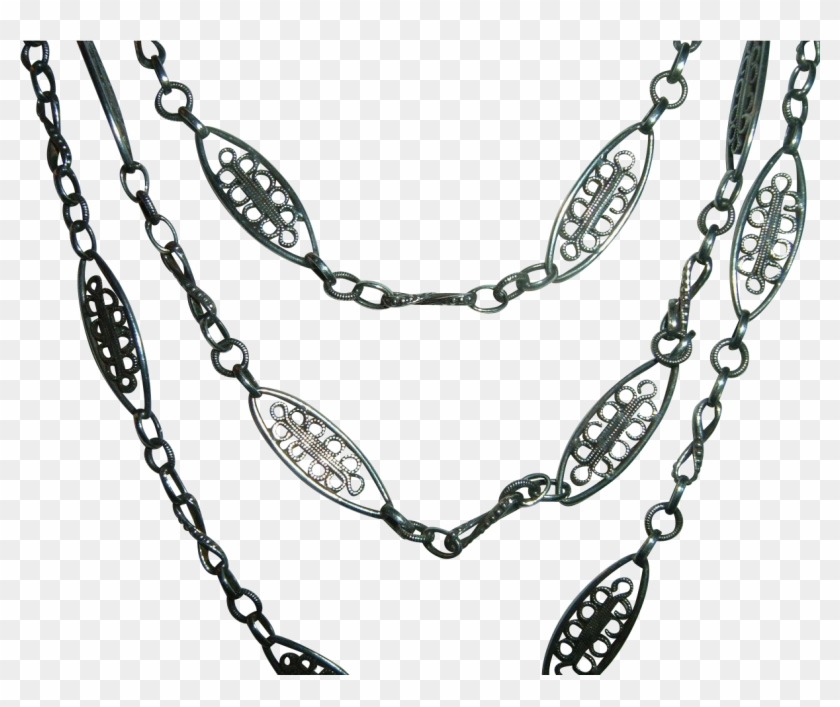 Antique French 900 Silver Long Guard Muff Chain Heavy - Ucuz Takı Clipart