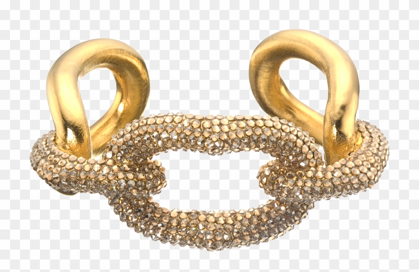 Chunky Link Cuff With Gold Swarovski Crystal Accents - Body Jewelry Clipart #4622217