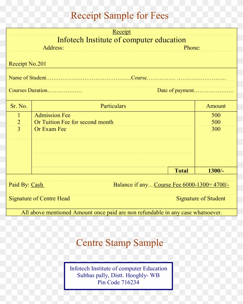 Professional Fee Receipt - Receipt Clipart