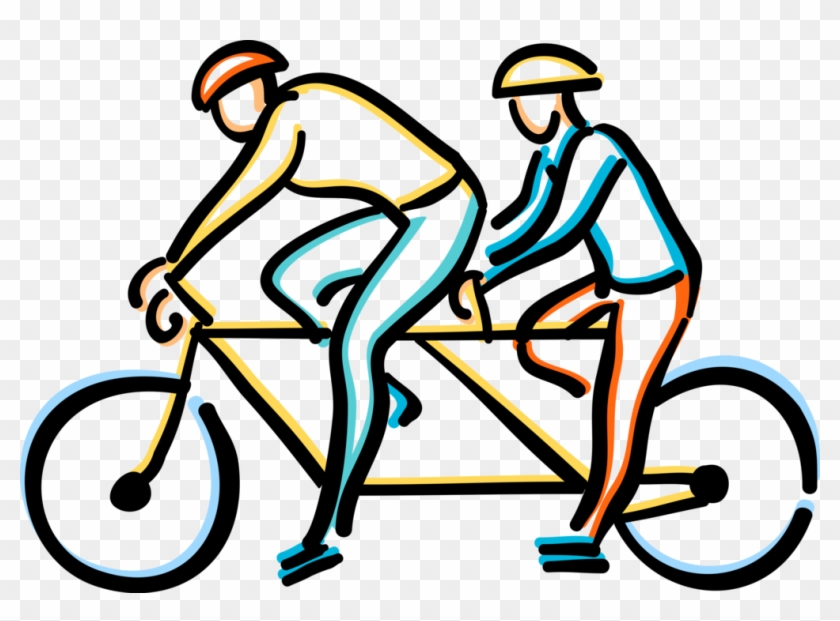Cyclists Ride Tandem - Tandem Clipart