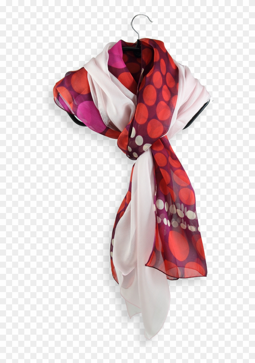 Pink Dots Silk Scarf Printed Silk Scarf Pink Made In - Silk Clipart #4626387