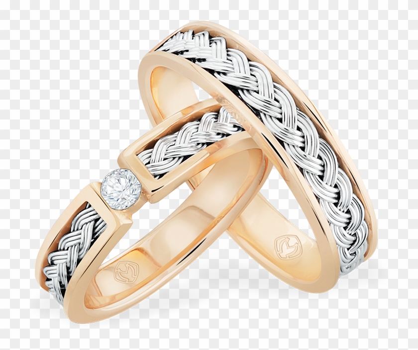 A Pair Of Wedding Rings With Diamond And Non-diamond - Pre-engagement Ring Clipart