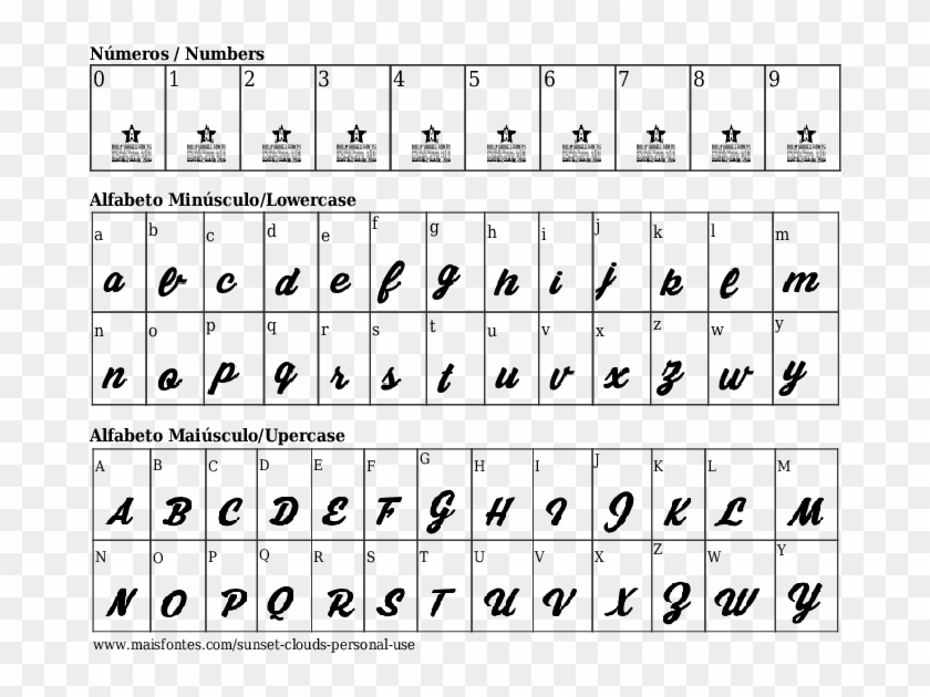 Font Details Sunset Clouds Personal Use - Numeros En Times New Roman Clipart