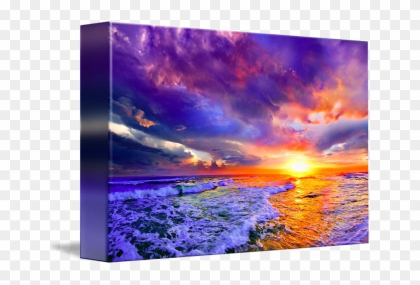 Romantic Pink Purple Cloud Beach Art Print - Pink And Purple Sunsets Clipart