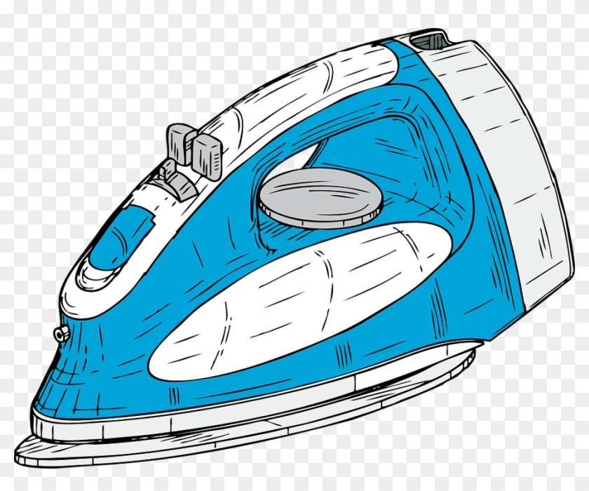 Iron Blue Appliance Domestic Straighten Wrinkle - Draw A Clothes Iron Clipart