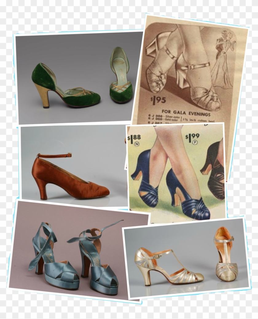 1940 Green And Gold Heels - Sandal Clipart #4629098