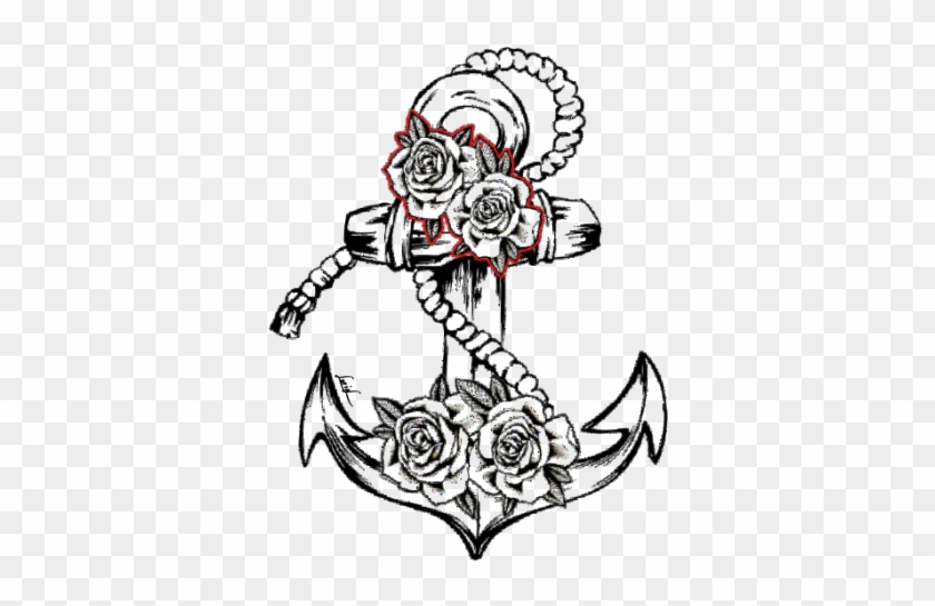 #anchor #anchortattoo #anker #roses #rosestattoo #rosesandanchor - Drawing Clipart