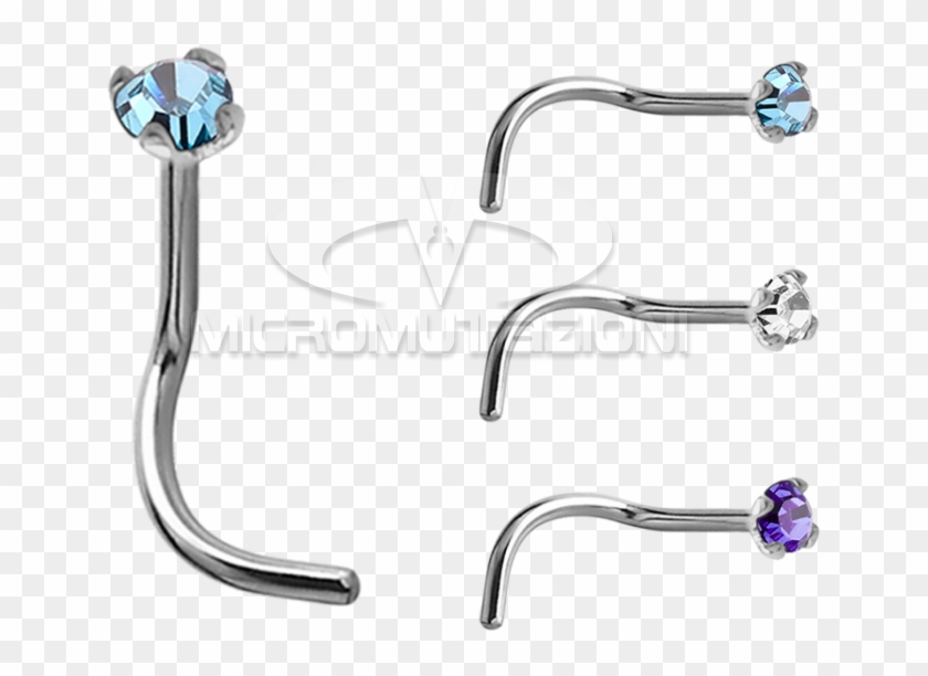 18k White Gold Prong Set Jewelled Nose Stud Nose Studs - Earrings Clipart