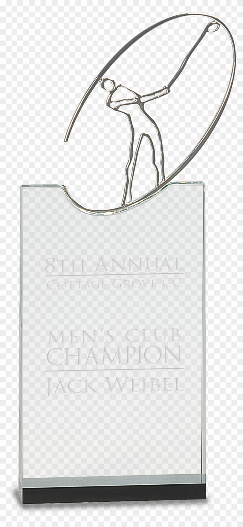 Metal Golf Silhouette On Clear Crystal Base - Paper Clipart #4630924