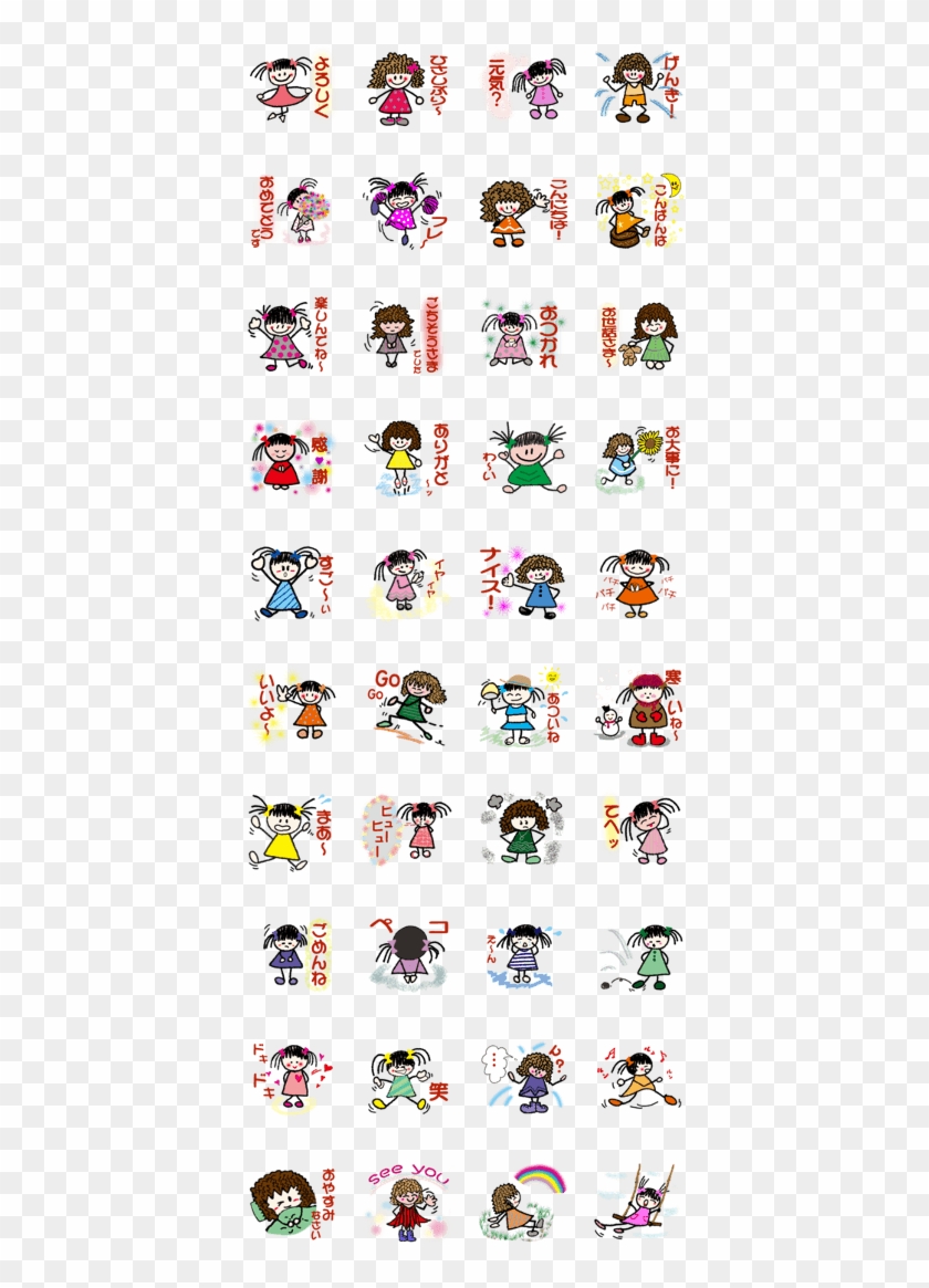 Ribbon And Curly Hair Girls Sticker Clipart