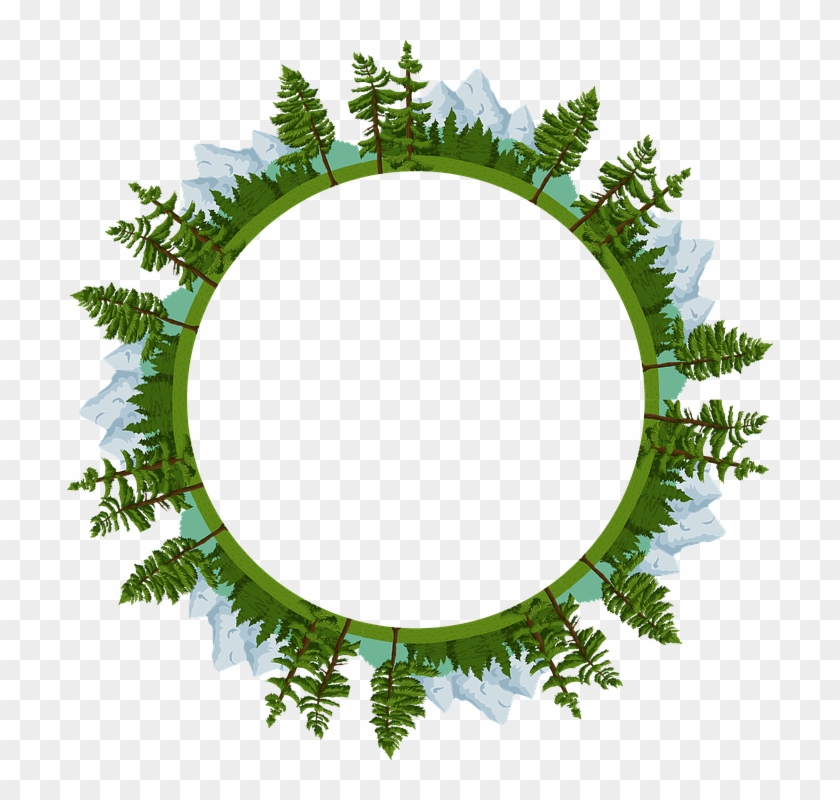 Landscape Nature Mountains Forest Trees Evergreen - Clip Art - Png Download