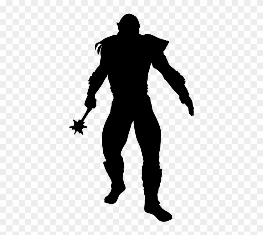 Silhouette Ork Fighter Warrior Fantasy - Walking Dead Zombie Silhouette Clipart #4634010