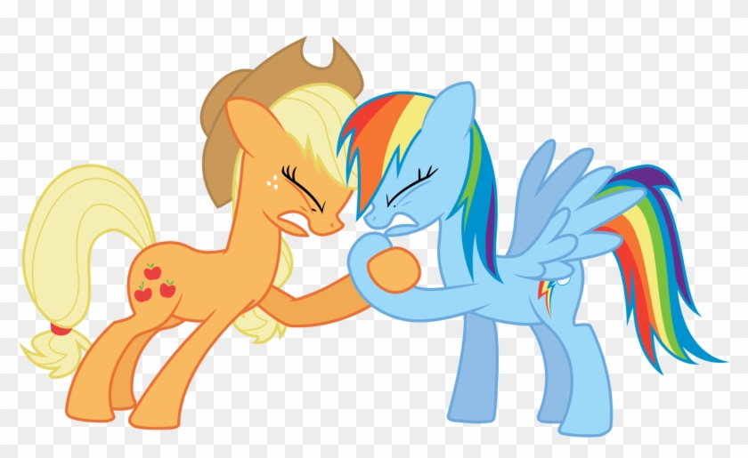 Applejack And Rainbow Dash Hoof Wrestling By Tomfraggle - Rainbow Dash And Applejack Clipart