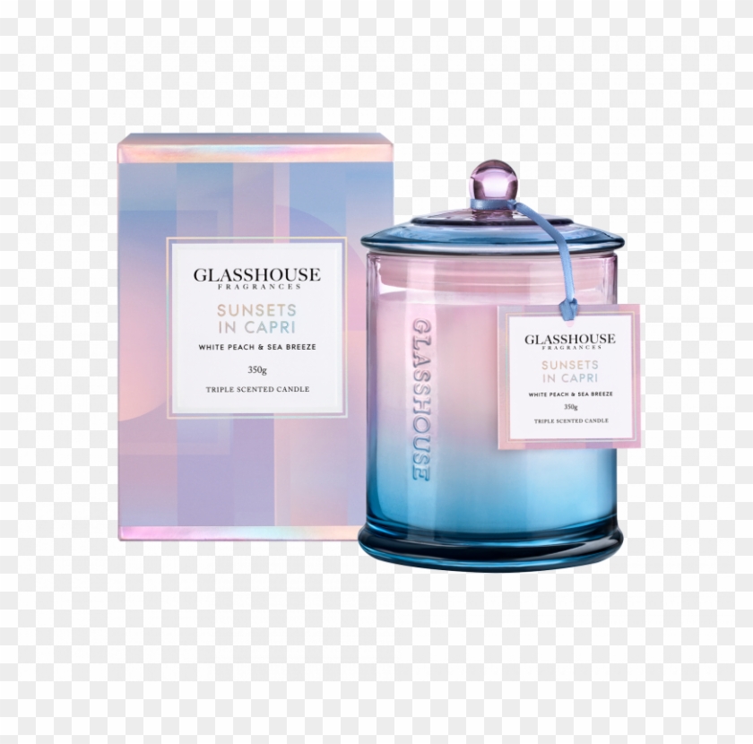 Limited Edition Sunsets In Capri White Peach And Sea - Sunsets In Capri Glasshouse Candle Clipart #4635524