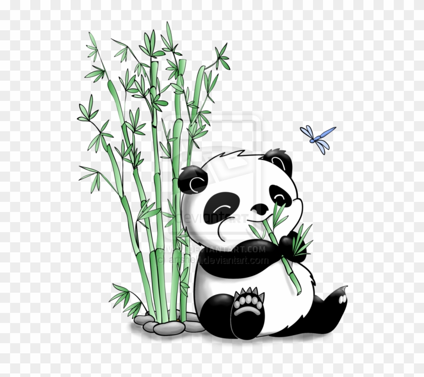 Cute Panda With Bamboo Drawing Clipart