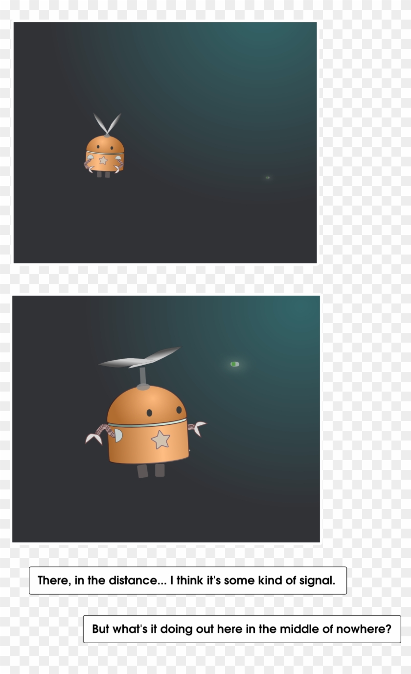 Panel 1 Shows A Cute Little Orange-yellow Robot With - Illustration Clipart #4638531