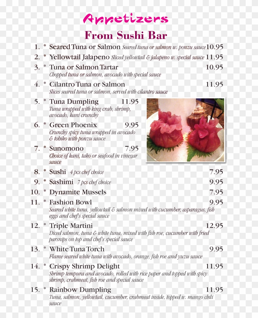 Appetizers From Sushi Bar - Floral Design Clipart