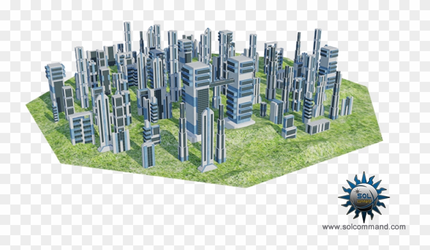 Low Poly Futuristic Towers 3d Model Free Download Buildings - Png 3d Futuristic City Clipart #4639160