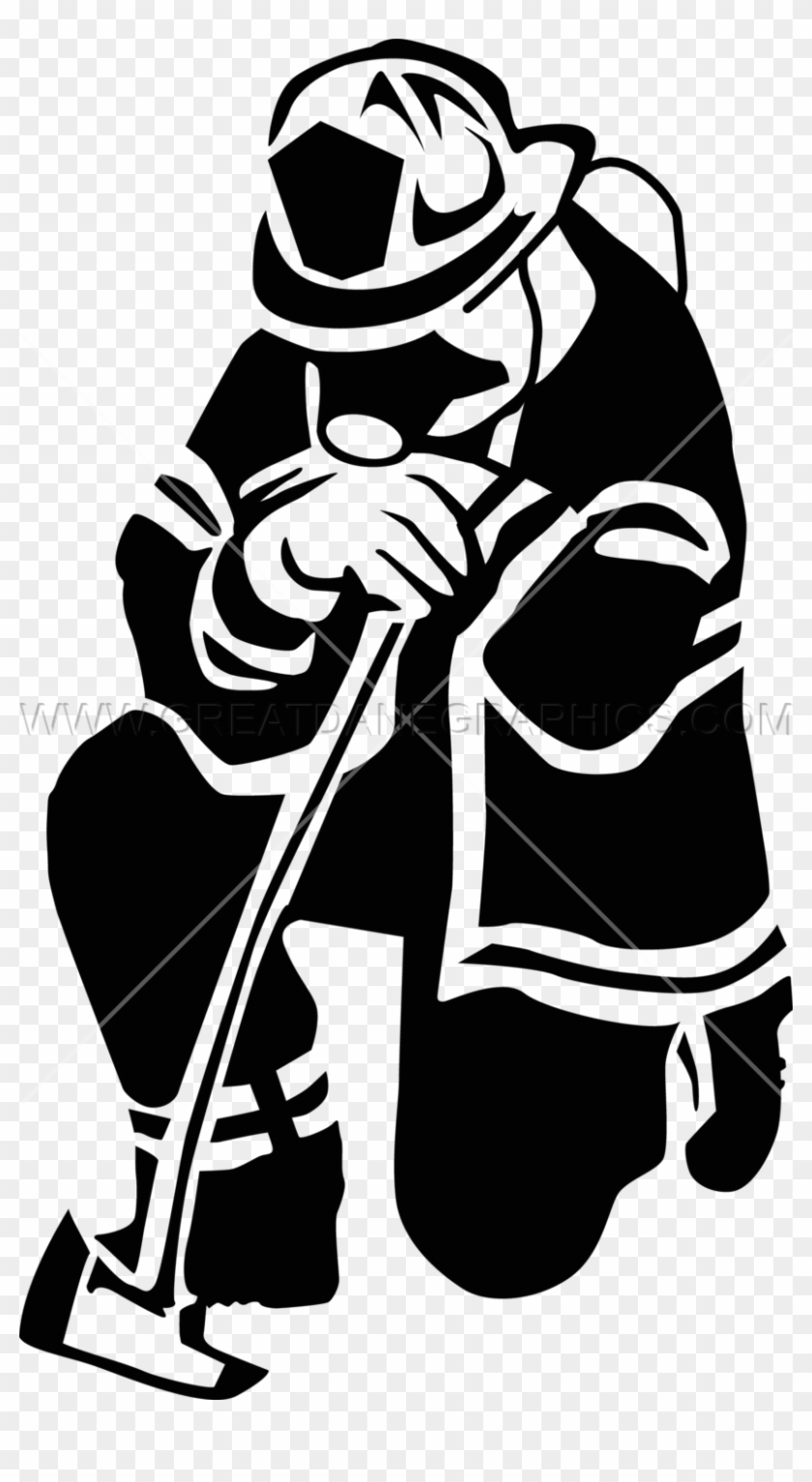 Firefighter Clipart Transparent - Firefighter Black And White Png #4640190