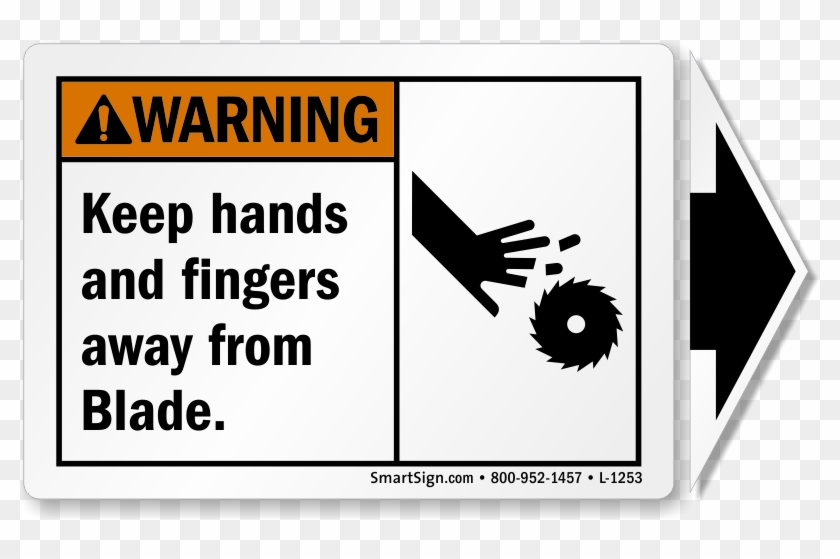 Ansi Warning Label With Detachable Arrow - Keep Hands Away From Blade Clipart