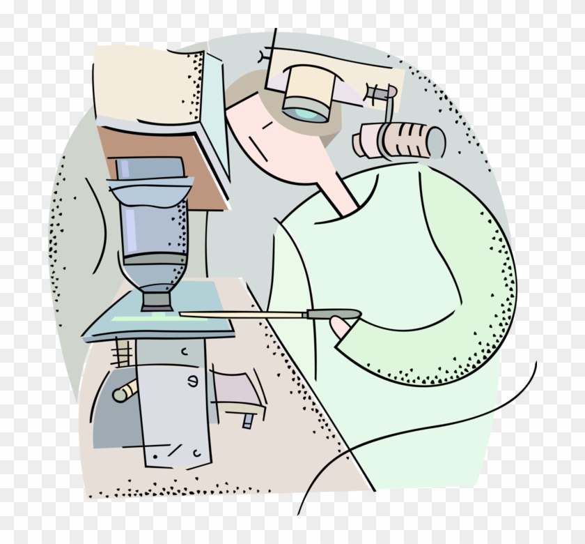 Vector Illustration Of Electronic Microscope Uses Beam - Cartoon Clipart