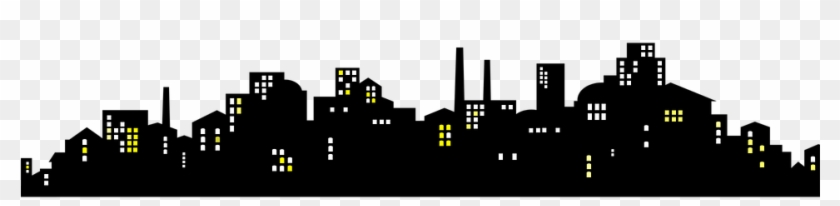 City City At Night Night In The Evening Cityscape - Silhueta Cidade A Noite Png Clipart