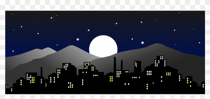 City City At Night Night In The Evening Cityscape - Illustration Clipart