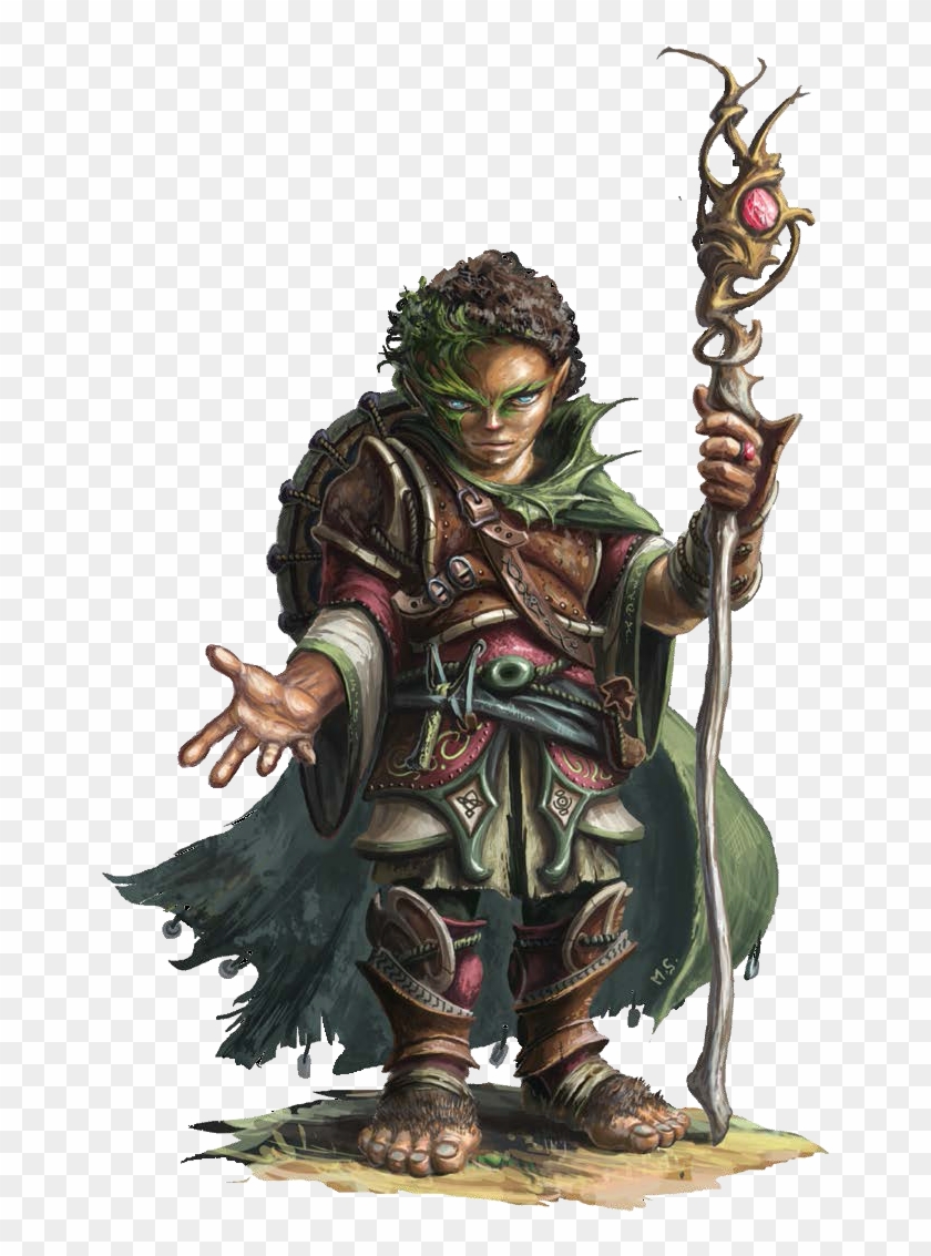 M Halfling Cleric W Staff - Dungeons And Dragons Druid Png Clipart #4642140
